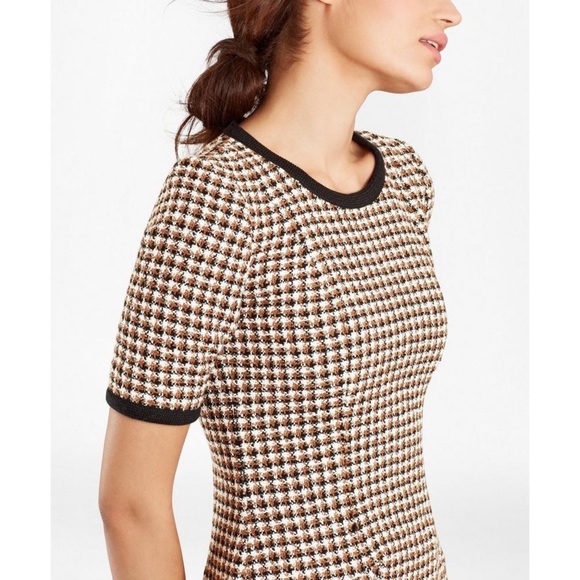 Brooks Brothers Brown & Black Checked Tweed A-Line Dress, Size 0 - Picture 5 of 16